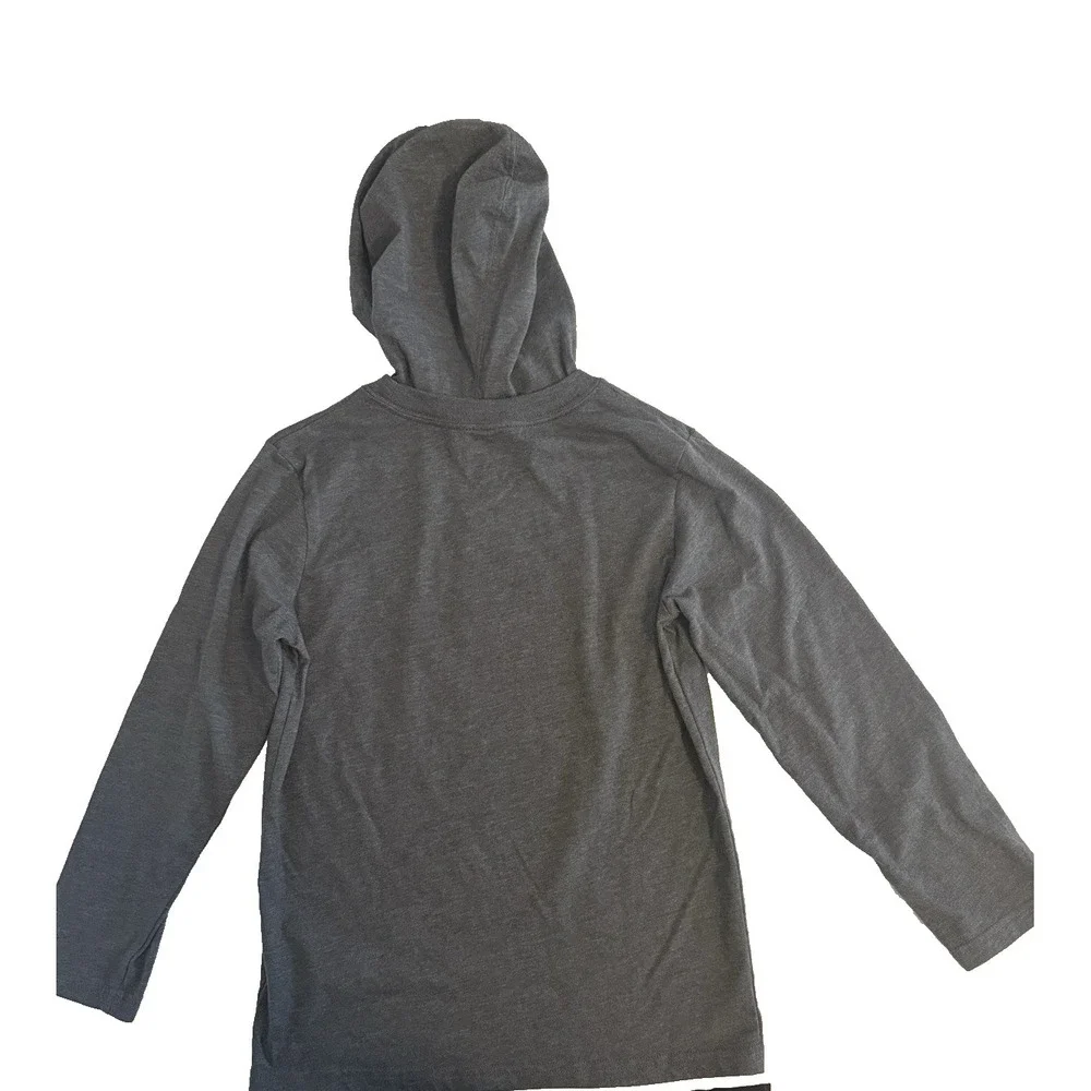 Children's Place Boys Cotton Graphic Hooded‎ Long Sleeve Top Gray Medium 7/8